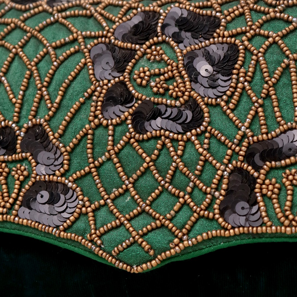 Royal Garden Hand-Beaded Velvet Clutch with Chain Strap
