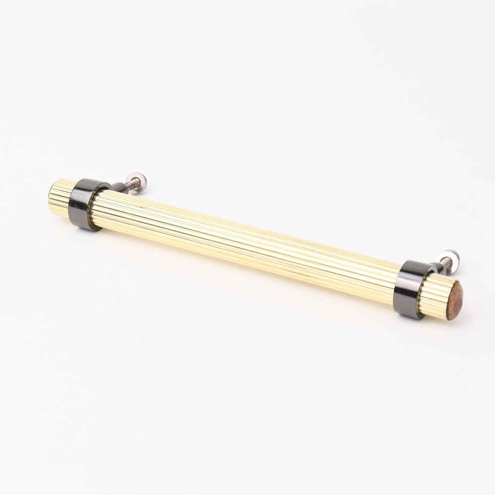 Adjustable Golden Brass and Wooden Tube Cabinet Handle (7 Inches)