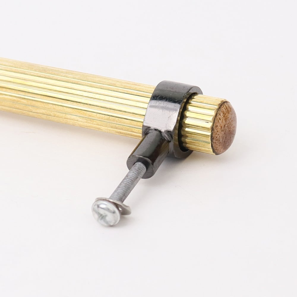 Adjustable Golden Brass and Wooden Tube Cabinet Handle (7 Inches)