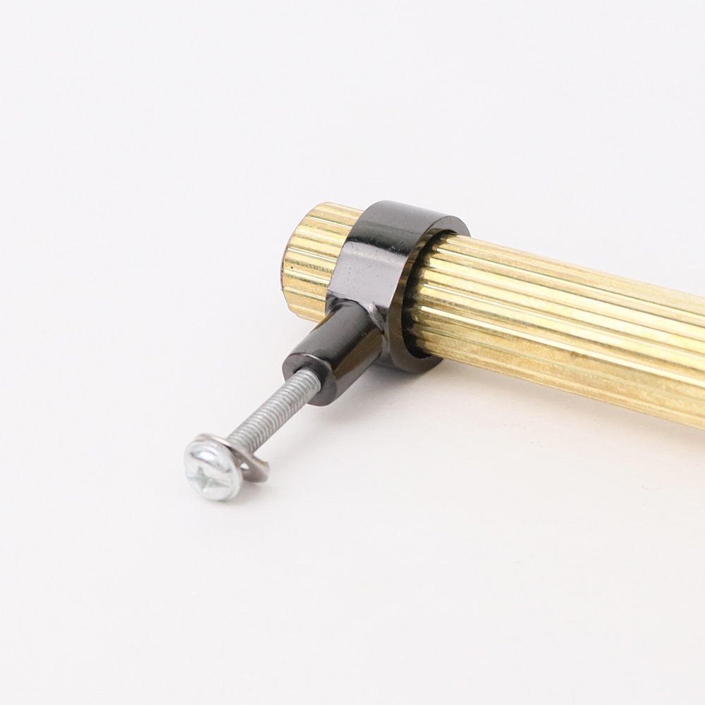 Adjustable Golden Brass and Wooden Tube Cabinet Handle (7 Inches)