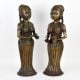 Handcrafted Dark Finish Brass Lady Statue in Tribal Art in Pair
