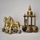 Vintage 2 Horse Cart With Rider Of Brass Material