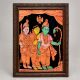 Glass Painting Of Rama Sita and Laxman in Yellow Colour