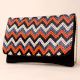Boho Zigzag Hand-Beaded Clutch with Detachable Chain Strap
