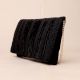 Noir Elegance Chevron Beaded Clutch with Chain Strap