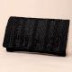 Noir Elegance Chevron Beaded Clutch with Chain Strap