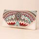 Boho Radiance Hand-Beaded Clutch with Tribal Motif and Chain Strap