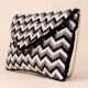 Chevron Chic Hand-Beaded Clutch with Detachable Chain Strap
