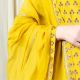Yellow Short kurta with Tiered Sharara Set