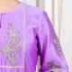 Purple Gathered Kurta Set with Hand Embroidery