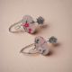 Lotus Floral Printed With Silver Chain Earrings For Women
