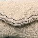 Ivory Elegance Scalloped Beaded Clutch with Gold Chain Strap