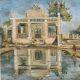 Painting Of Beautiful And Attractive Of Temple With Wooden Frame