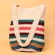 Handmade Crochet Tote Bag – Multicolor Striped Boho Shoulder Bag