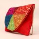 Rainbow Mosaic Hand-Sequined Sling Clutch in Red Base