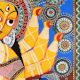 Kalighat Pattachitra Painting Cloth Artwork of Goddess Durga for Wall Decor