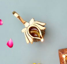 Brass Lotus Shape Oil Lamp On Stand With Handle