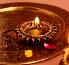 Hand crafted Sunflower Brass Oil Lamp