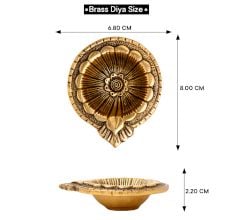 Brass Flower Engraved Diya Oil Lamp