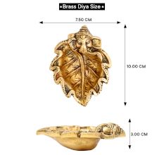 Brass Ganpati On Leaf Ritual Oil Lamp