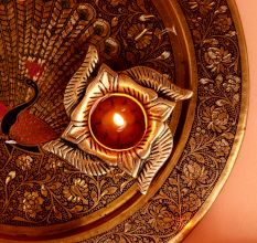 Traditional Brass Diya In Swastika Oil Lamp For Diwali