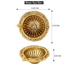Tribal Design Round Brass Oil Lamp Diya