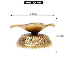 Brass Pepal Leaf Oil Lamp Diya On Decorative Base