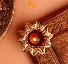 Hindu religious Brass Open Flower Oil Lamp