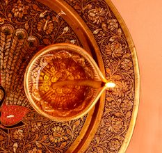 Festival Big Flower Engraved Diya Oil Lamp