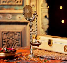 Brass Kuthu Villaku Peacock Hanging Oil Lamp