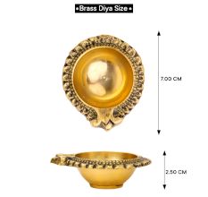 Floral Round Brass Oil Lamp Diya