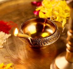 Brass Flower Design Oil Lamp Diwali Decoration Gift
