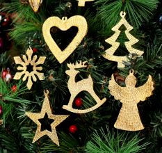 Handmade Golden Aluminium Christmas Ornaments - Set of 6
