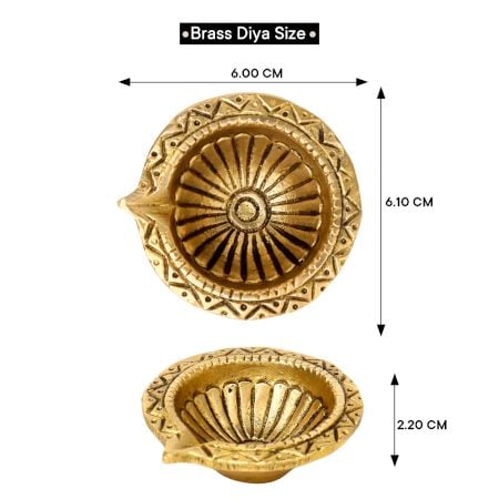 Tribal Design Round Brass Oil Lamp Diya
