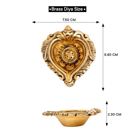Brass Heart Shaped Oil Lamp Diya For Diwali Festival