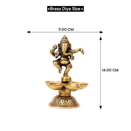 Brass Dancing Ganesha Five Wicks Oil Lamps Or Diyas