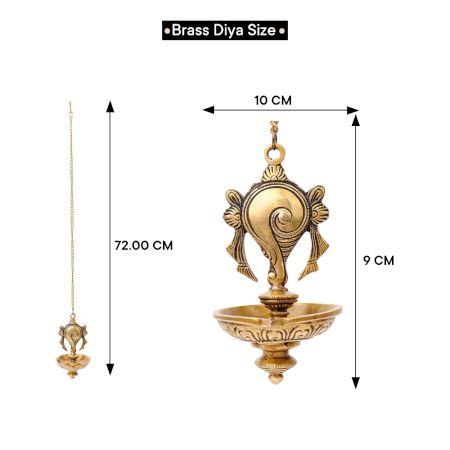 Handmade Golden Brass Hanging Diya Home Temple Pooja Room With Chain