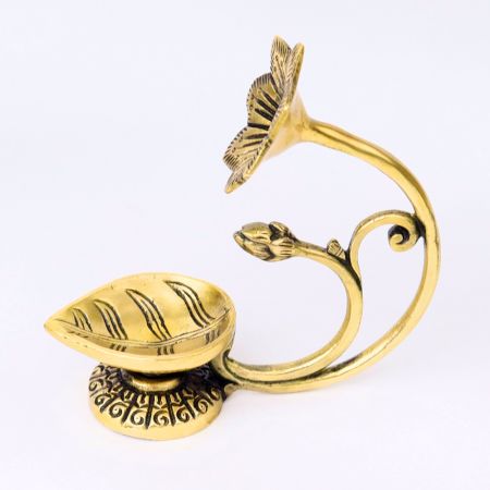 Brass Diya With Flower On Top