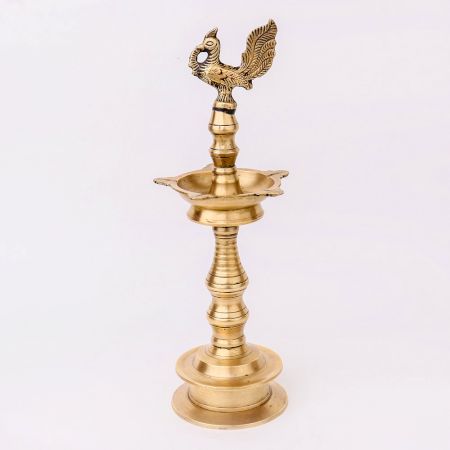 Brass Peacock Oil Lamp for Worship
