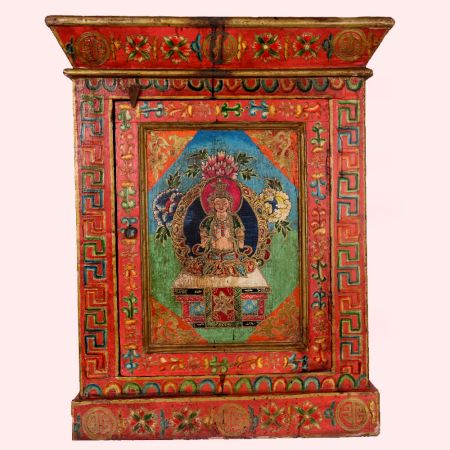 Handmade Wooden Box with Hand-Painted Deity Artwork