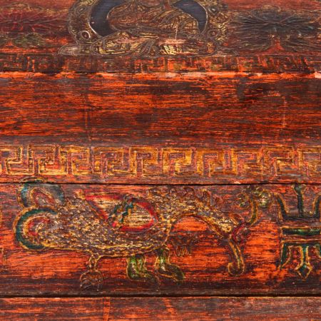 Handmade Wooden Box with Dragon & Buddha Motifs | Hand-Painted Storage Chest