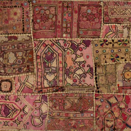 Handmade Vintage Patchwork Embroidered Wall Hanging with Mirror Work