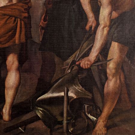 Classic Paper Print of Blacksmiths in Workshop Scene