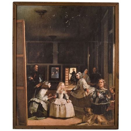 Classic Cloth Print of Las Meninas Artwork in Wooden Frame