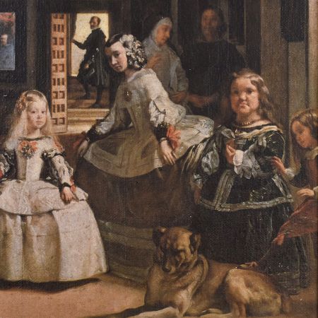 Classic Cloth Print of Las Meninas Artwork in Wooden Frame