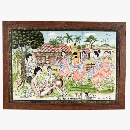 Traditional Tile Painting of Kunbi Dance from Goa
