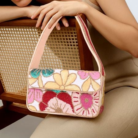 Luxury Colorful Floral Beaded Handbag Designer Women Shoulder Bag