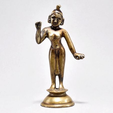 Vintage Brass Hindu Goddess Radha Standing Statue