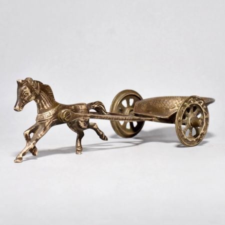 Antique Brass Horse-Drawn Chariot