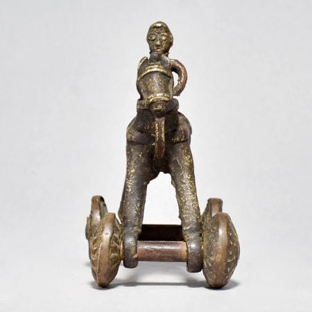 Vintage Brass Horse on Wheels with Rider